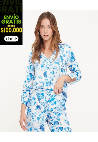 Blusa Para Mujer Manga Larga Color Azul  Marca Patprimo #30123205 Patprimo