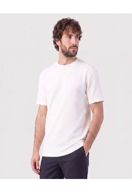 Camiseta Texturizada Cuello Redondo   Para Hombre Blanco Patprimo