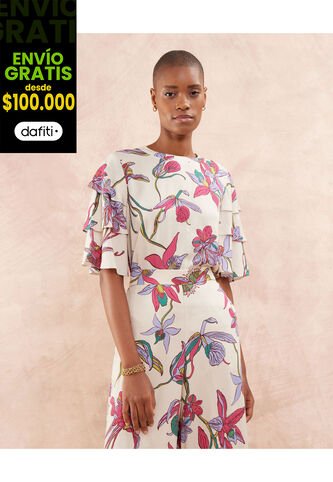 Blusa Para Mujer Manga Corta Color Azul  Marca Patprimo #30123278 Patprimo