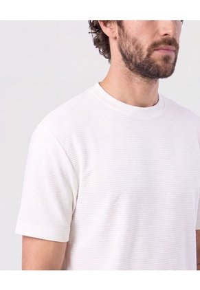 Camiseta Texturizada Cuello Redondo   Para Hombre Blanco Patprimo