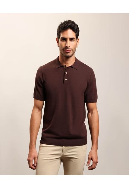 Polo De Punto Manga Corta Estilo Clásico   Para Hombre Café Patprimo