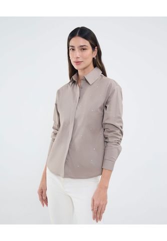 Camisa Para Mujer Manga Larga Color Café Marca Patprimo #30010726 Patprimo