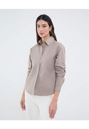 Camisa Para Mujer Manga Larga Color Café Marca Patprimo #30010726