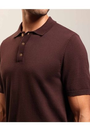 Polo De Punto Manga Corta Estilo Clásico   Para Hombre Café Patprimo