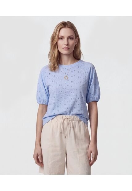 Camiseta  Para Mujer Manga Corta Cuello Redondo Color Azul Marca Patprimo #30098222