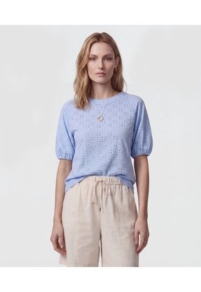 Camiseta Para Mujer Manga Corta Cuello Redondo Color Azul Marca Patprimo #30098222