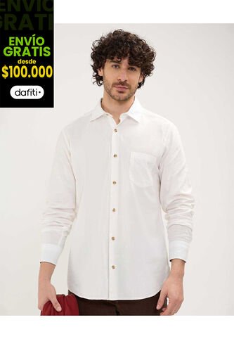 Camisa Para Hombre Manga Larga Con Bolsillo Color Crema Marca Patprimo #44013052 Patprimo