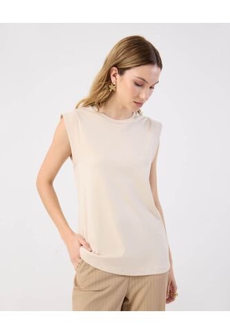 Camiseta  Para Mujer Manga Corta Cuello Redondo Color Beige Marca Patprimo #30093874 Patprimo