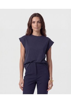 Camiseta Para Mujer Manga Corta Cuello Redondo Color Azul Marca Patprimo #30098218