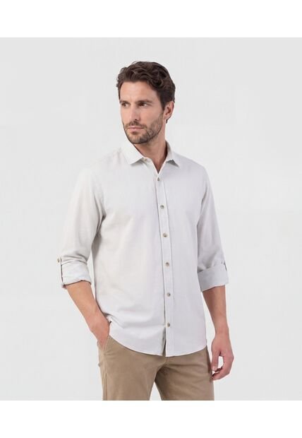 Camisa  Manga Larga Recogible  Para Hombre Blanco Patprimo