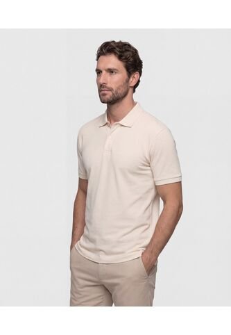 Polo  Manga Corta Unicolor  Para Hombre Beige Patprimo Patprimo