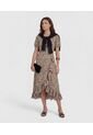 Vestido  Midi Con Boleros Frontales  Para Mujer Café Patprimo de Patprimo