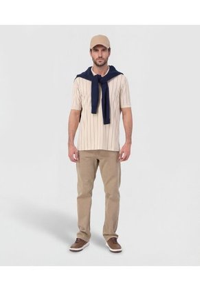 Polo  Manga Corta Con Cuello De Rib  Para Hombre Beige Patprimo