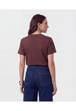 Camiseta Para Mujer Manga Corta Cuello Redondo Color Café Marca Patprimo #30098225