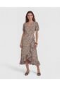 Vestido  Midi Con Boleros Frontales  Para Mujer Café Patprimo de Patprimo