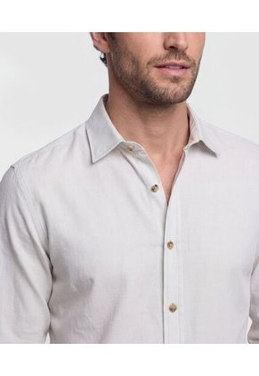 Camisa  Manga Larga Recogible  Para Hombre Blanco Patprimo