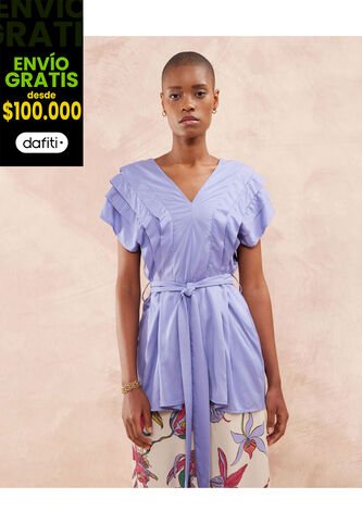 Blusa Para Mujer Manga Sisa Color Morado Marca Patprimo #30123281 Patprimo