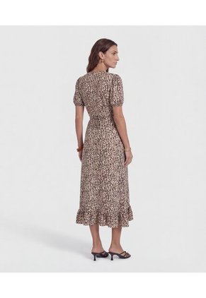 Vestido  Midi Con Boleros Frontales  Para Mujer Café Patprimo