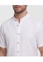 Camisa  Manga Corta Cuello Mao  Para Hombre Blanco Patprimo de Patprimo