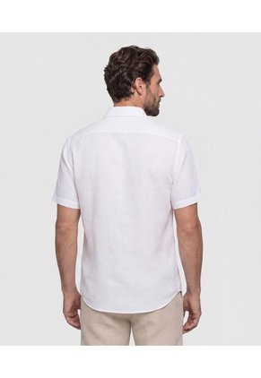 Camisa  Manga Corta Cuello Mao  Para Hombre Blanco Patprimo