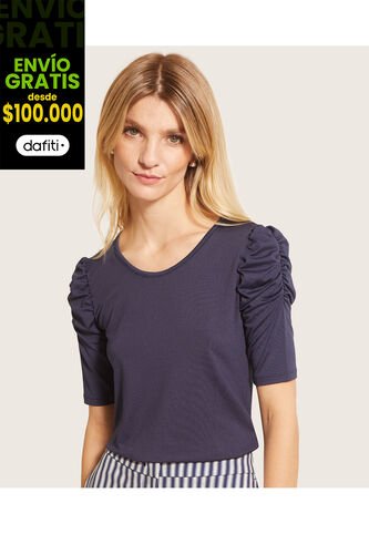 Camiseta Para Mujer Manga Corta Cuello Redondo Color Azul  Marca Patprimo #30092580 Patprimo