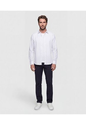 Camisa  Para Hombre Manga Larga Sin Bolsillo Cuello C Color Blanco Marca Patprimo #44017378