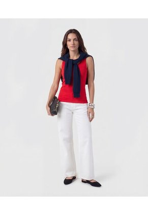 Camiseta  Para Mujer Manga Sisa Cuello Redondo Color Rojo Marca Patprimo #30093910