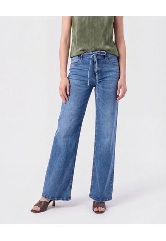 Jeans Wide Leg Con Cordón   Para Mujer Azul Patprimo Patprimo