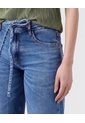 Jeans Wide Leg Con Cordón   Para Mujer Azul Patprimo de Patprimo