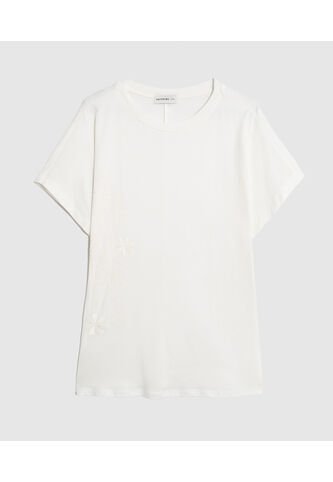 Camiseta  Para Mujer Manga Corta Cuello Redondo Color Crema Marca Patprimo #14091460 Patprimo