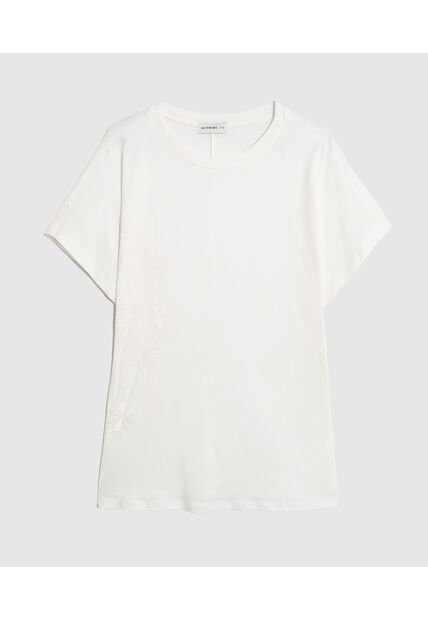 Camiseta  Para Mujer Manga Corta Cuello Redondo Color Crema Marca Patprimo #14091460