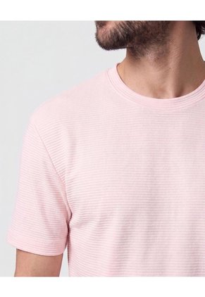 Camiseta Texturizada Cuello Redondo   Para Hombre Rosa Patprimo