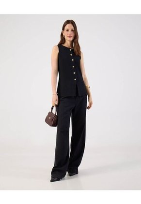 Chaleco  Para Mujer Tejido Color Negro Marca Patprimo #30250046