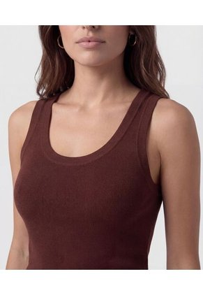 Camiseta  Para Mujer Manga Sisa Cuello Redondo Color Café Marca Patprimo #30093910