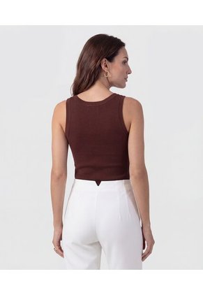 Camiseta  Para Mujer Manga Sisa Cuello Redondo Color Café Marca Patprimo #30093910