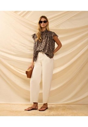 Blusa Fluida Con Mangas Mariposa   Para Mujer Café Patprimo