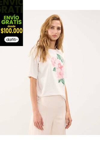 Camiseta Para Mujer Manga Corta Color Crema Marca Patprimo #30093564 Patprimo