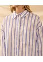 Camisa Oversize De Hombro Caído   Para Mujer Azul Patprimo de Patprimo