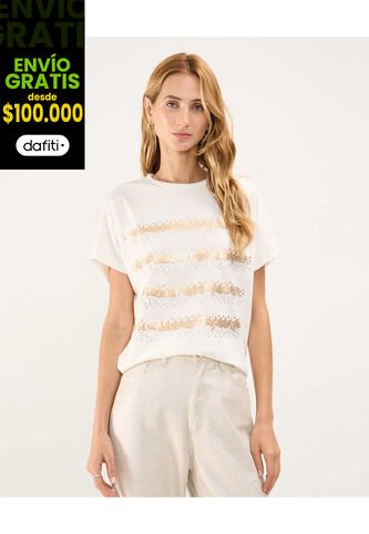 Camiseta Para Mujer Manga Corta Color Crema Marca Patprimo #30093579 Patprimo