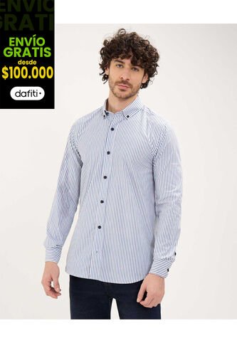 Camisa Para Hombre Manga Larga Sin Bolsillo Color Azul  Marca Patprimo #44013059 Patprimo