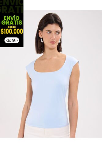 Camiseta Para Mujer Manga Corta Color Azul Claro Marca Patprimo #30093565 Patprimo