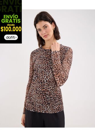 Camiseta Para Mujer Manga Larga Color Café  Marca Patprimo #30093583 Patprimo