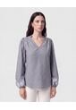 Blusa Con Bordado En Puños   Para Mujer Azul Patprimo de Patprimo