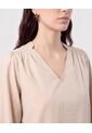 Blusa Con Bordado En Puños   Para Mujer Beige Patprimo de Patprimo