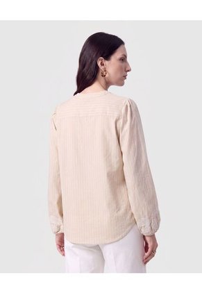 Blusa Con Bordado En Puños Para Mujer Beige Patprimo