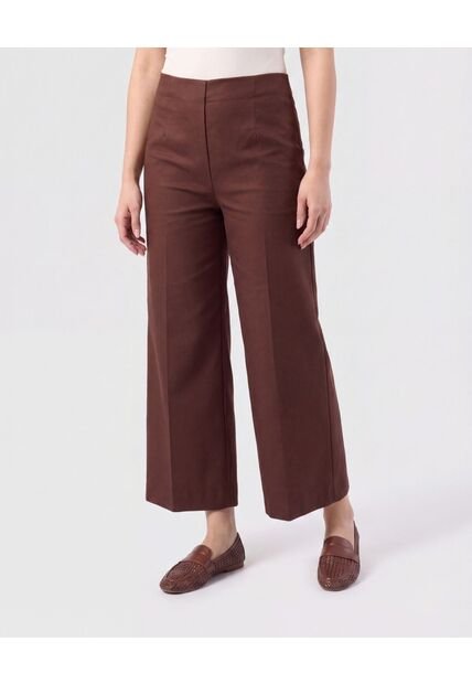 Pantalón Culotte Con Pretina Lisa   Para Mujer Café Patprimo