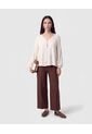 Pantalón Culotte Con Pretina Lisa   Para Mujer Café Patprimo de Patprimo