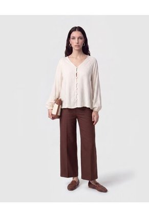 Pantalón Culotte Con Pretina Lisa   Para Mujer Café Patprimo