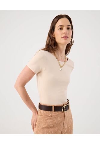 Body Para Mujer Manga Corta Color Beige Marca Patprimo #30200011 Patprimo