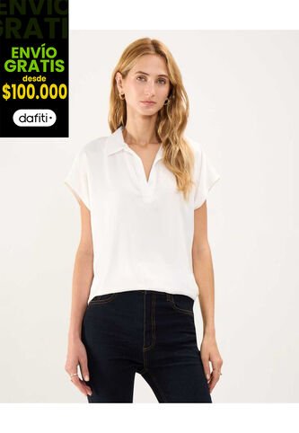 Blusa Para Mujer Manga Corta Color Blanco Marca Patprimo #30123386 Patprimo